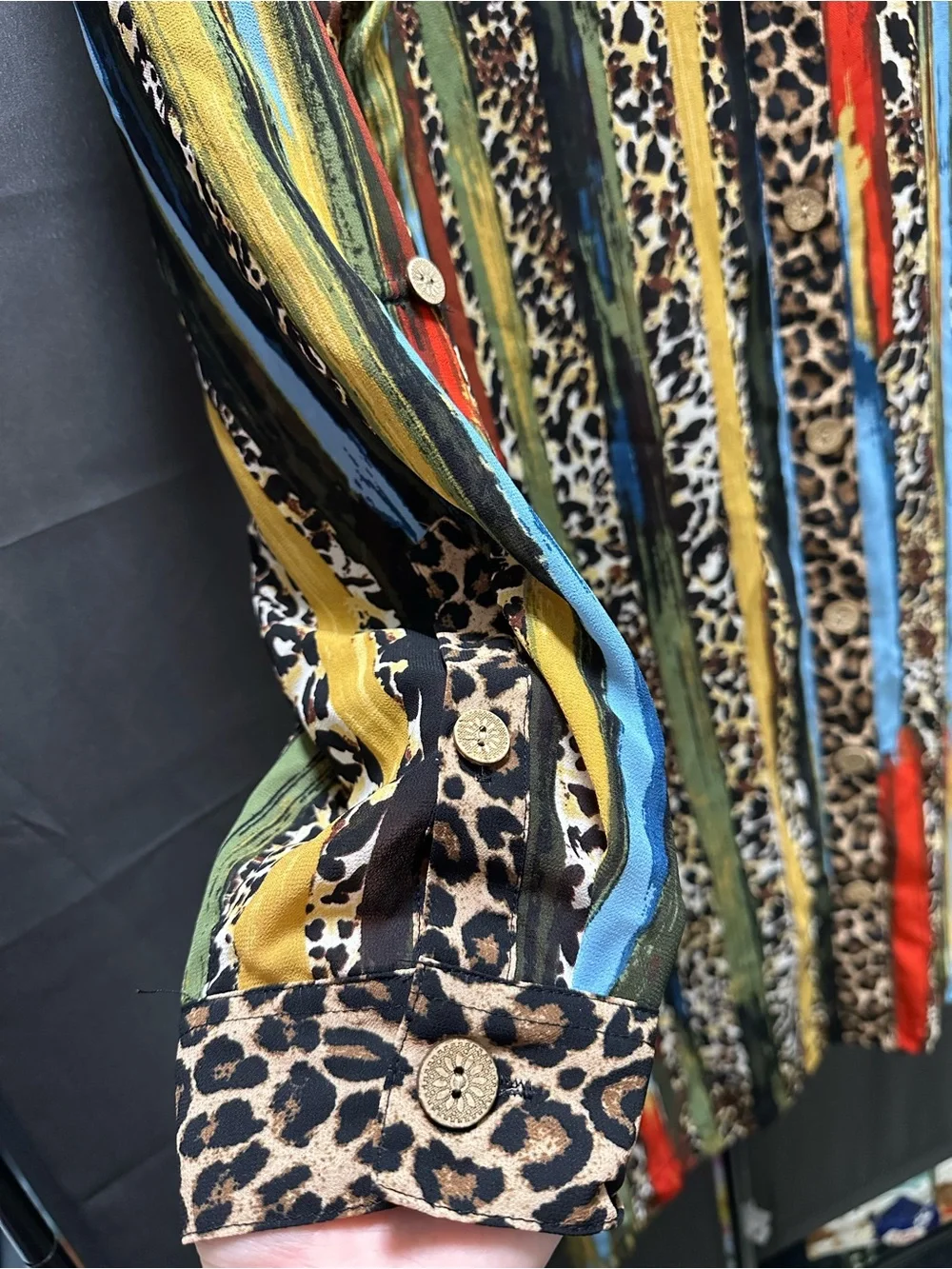 John Mark Multi Color Leopard Animal Print Button Down Tunic XL Maximalist - Picture 8 of 16
